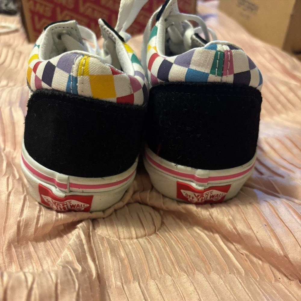 Vans Checkerboard Old Skool Sneakers in Black with Multicolor Squares - Picture 5 of 5